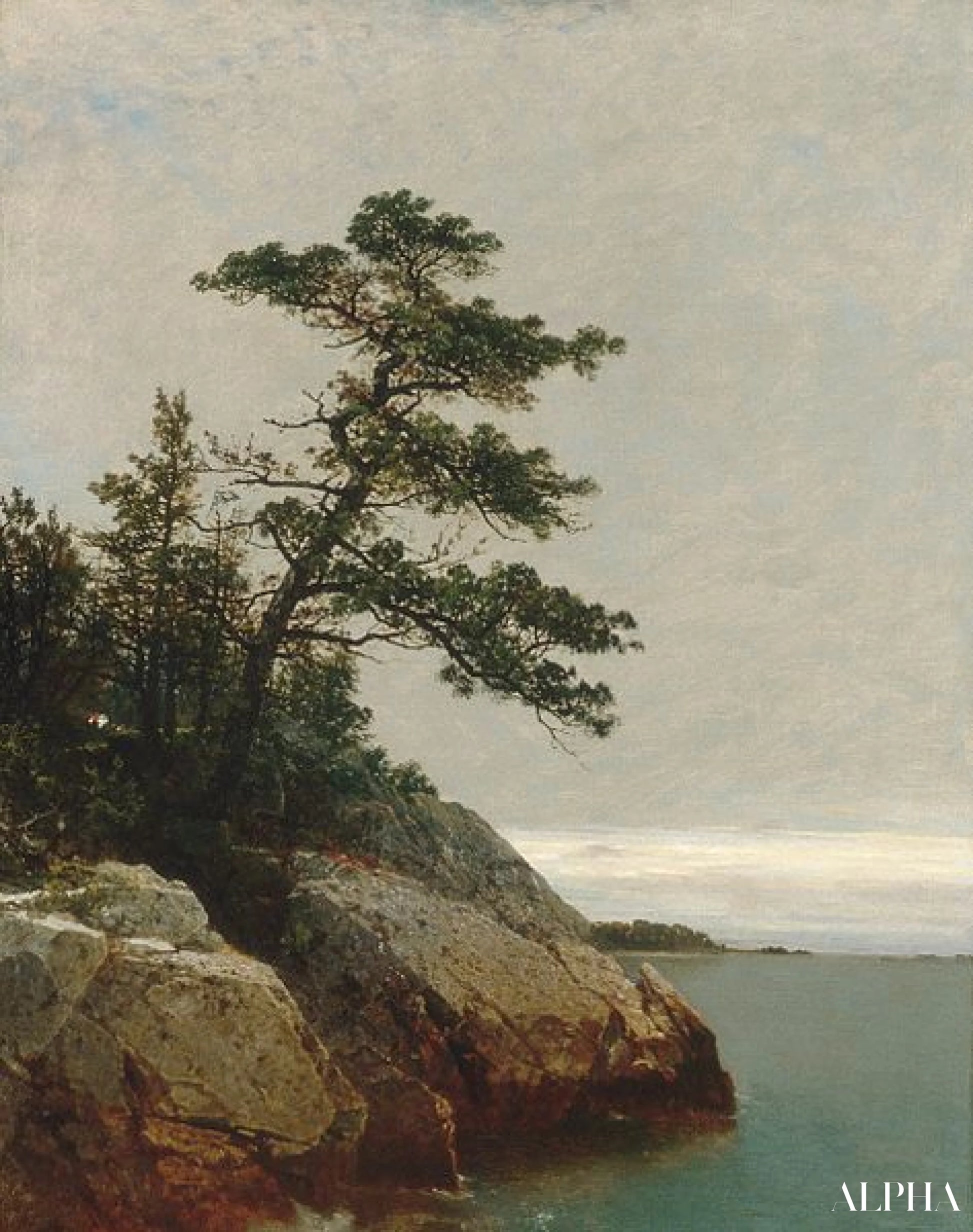 The Old Pine, Darien, Connecticut - John Frederick Kensett - Reproduktioner af malerier og højkvalitets malerier