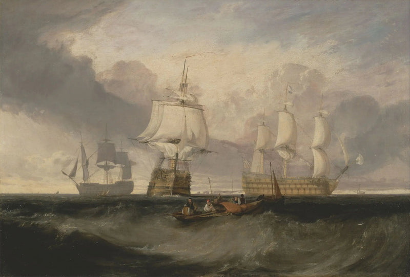 Sejren vender tilbage fra Trafalgar, i tre positioner - J. M. W. Turner