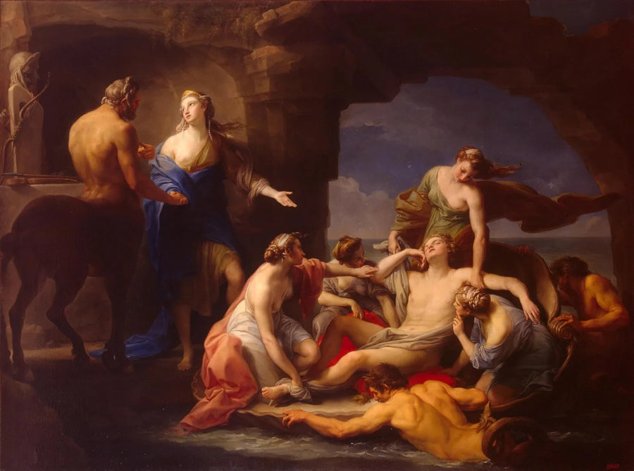 Thétis tager sin søn Achille sovende væk fra kentauren Chiron - Pompeo Batoni
