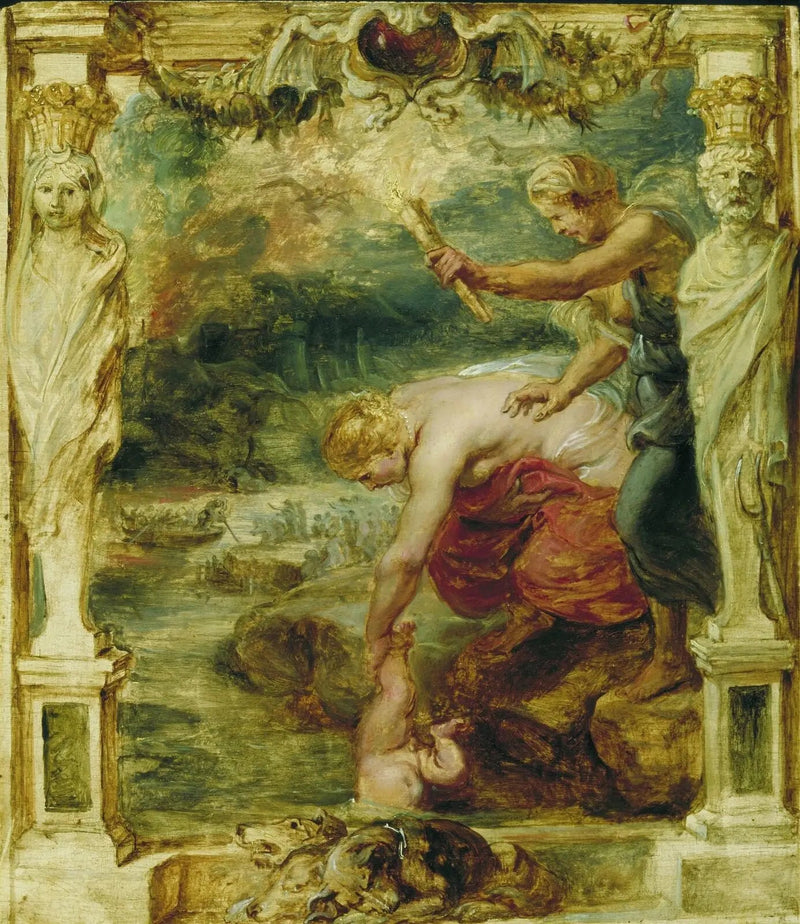 Thétis dykker barnet Achilleus ned i Styx-floden - Peter Paul Rubens