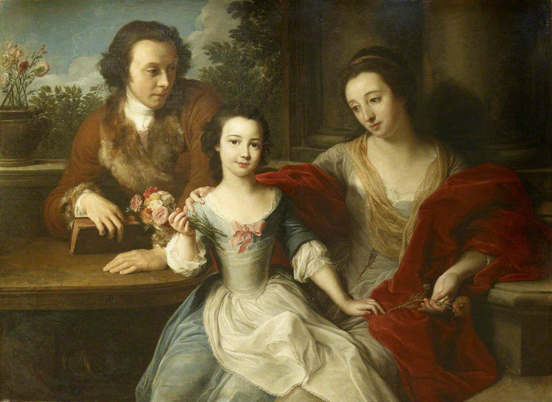 Thomas Barrett-Lennard (1717–1786), senere 17. Lord Dacre, med sin kone, Anna Maria Pratt (død i 1806), og deres datter, Barbara Anne - Pompeo Batoni
