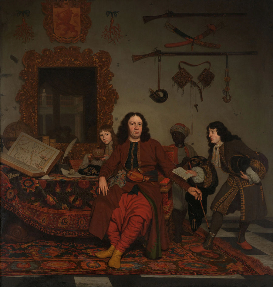 Thomas Hees avec ses cousins ​​​​Jan et Andries Hees et un domestique - Michiel van Musscher