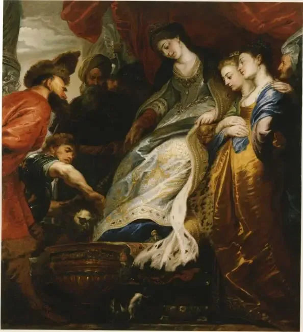 Thomyris, dronning af falskhed, får Cyrus' hoved til at dykke ned i en vase fyldt med blod - Peter Paul Rubens