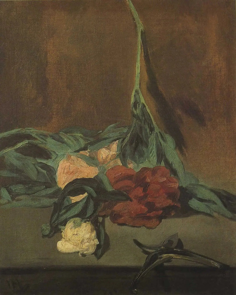 Pæonstilk og beskærer - Édouard Manet