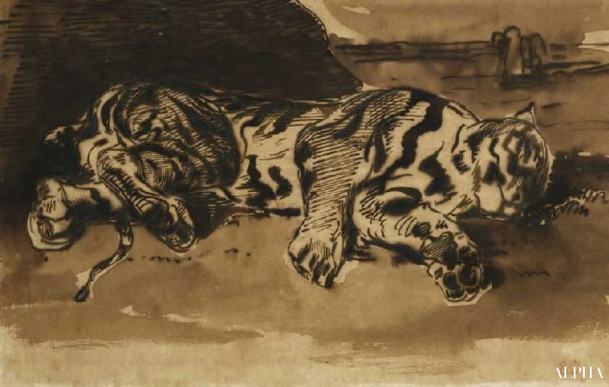 Tigre Couché - Eugène Delacroix - Reproduktioner af malerier og højkvalitets malerier