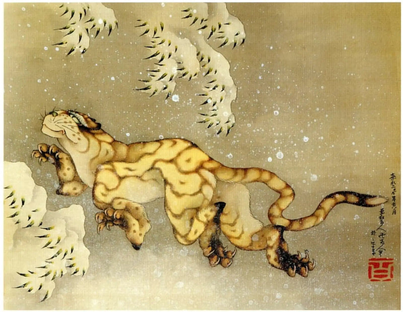 Tiger i sneen - Hokusai