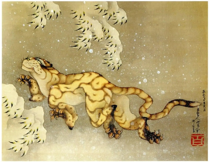 Tiger i sneen - Hokusai