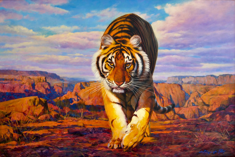 Tiger på jagt | 150 x 100 cm