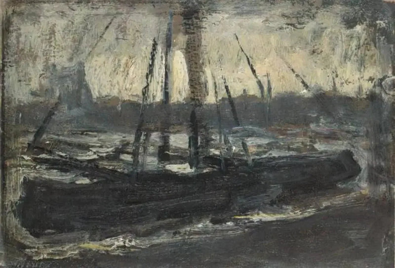 Tjalk fortøjet i lilla - Piet Mondrian
