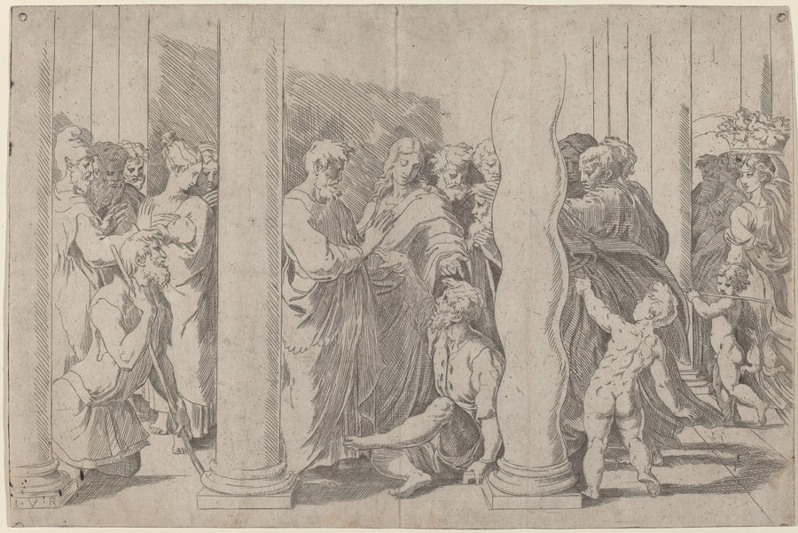 Sankt Peter og Johannes ved den smukke port - Raphael Sanzio