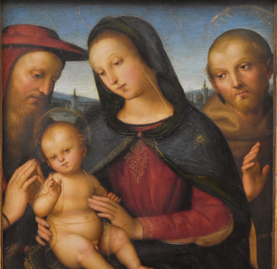 Jomfruen og Barnet med helgenerne Hieronymus og Frans - Raphael Sanzio
