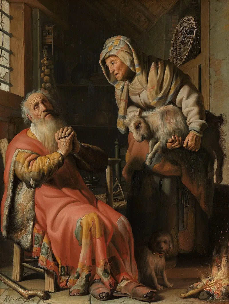 Tobias og Anna med en lille ged - Rembrandt