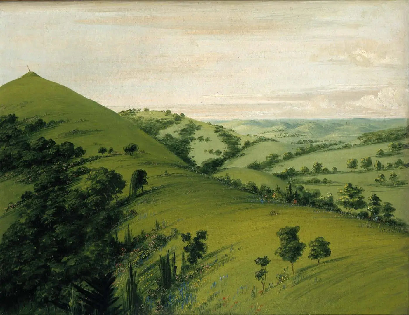 Tombe du Merle vue arrière prairies émaillées de fleurs - George Catlin - Alpha Reproduction