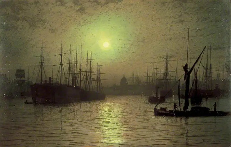 Nattens fald over Themsen - John Atkinson Grimshaw