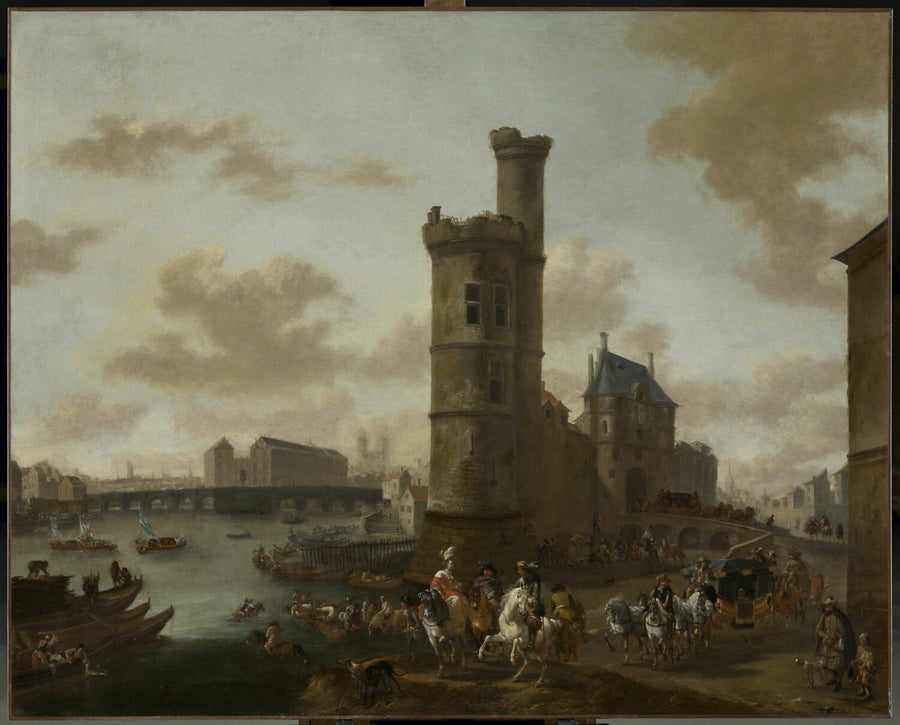 La Tour et la Porte de Nesle à Paris ; au fond, le Pont-Neuf et la place Dauphine - Pieter Wouwerman