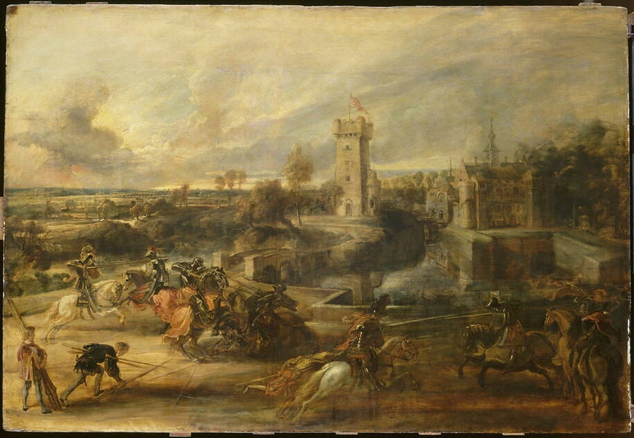 Tournoi médiéval près des fossés d'un château - Peter Paul Rubens