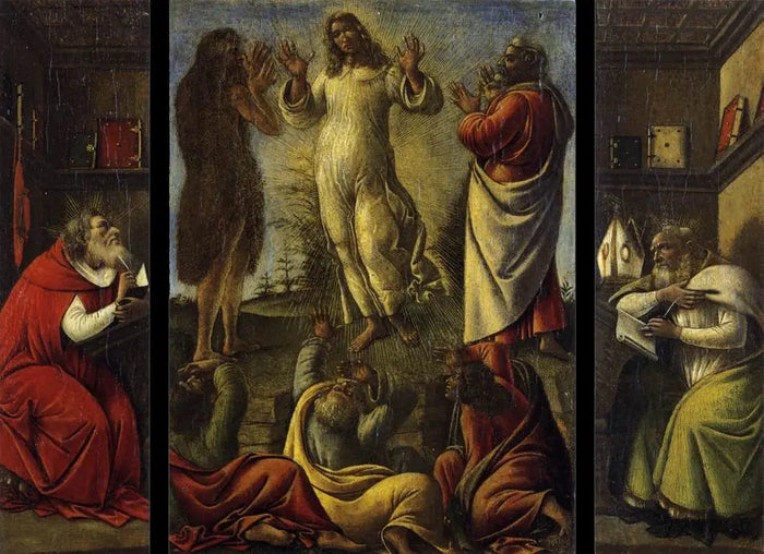 Forvandlingen med Sankt Hieronymus og Sankt Augustin, omkring 1500 - værksted af Botticelli