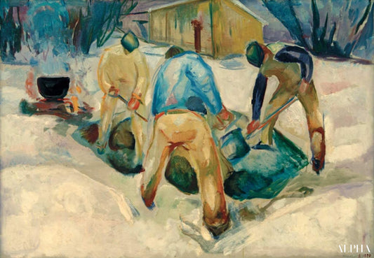 Travailleurs de la route dans la neige - Edvard Munch - Reproductions de tableaux et peintures haut de gamme