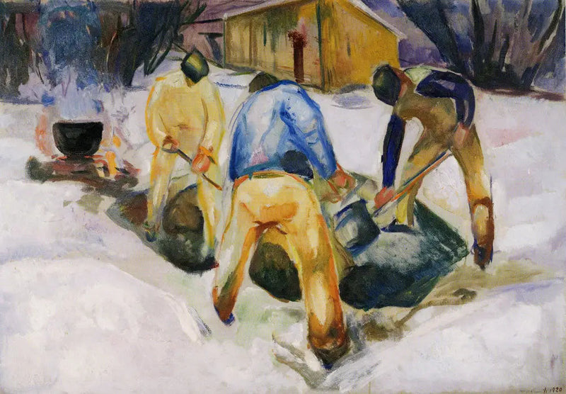 Gadearbejdere i sneen - Edvard Munch