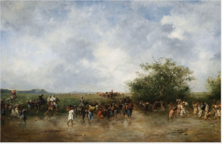 Traversée du gué, Algérie - Eugène Fromentin image 1 reproduction de peinture à l’huile