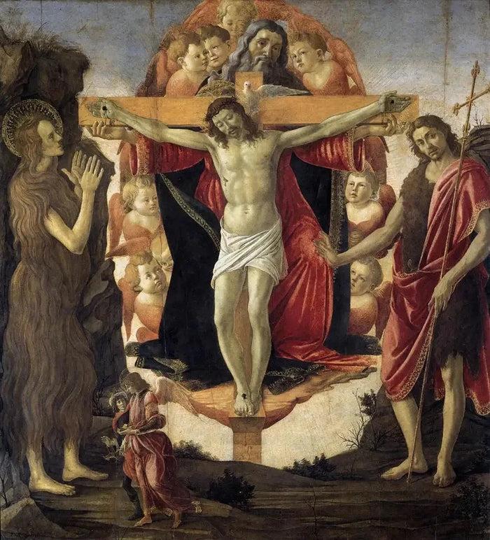 Treenigheden med Sankt Maria Magdalene og Sankt Johannes Døberen, omkring 1491-1494 - Botticelli og værksted