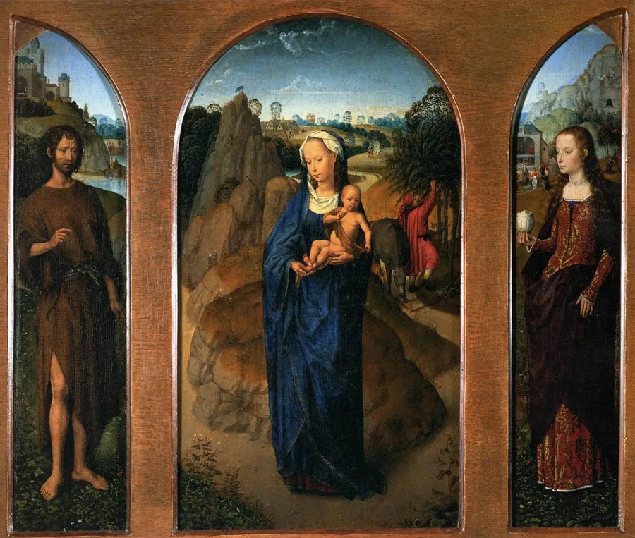 Triptyk med hvile under flugten til Egypten - Hans Memling