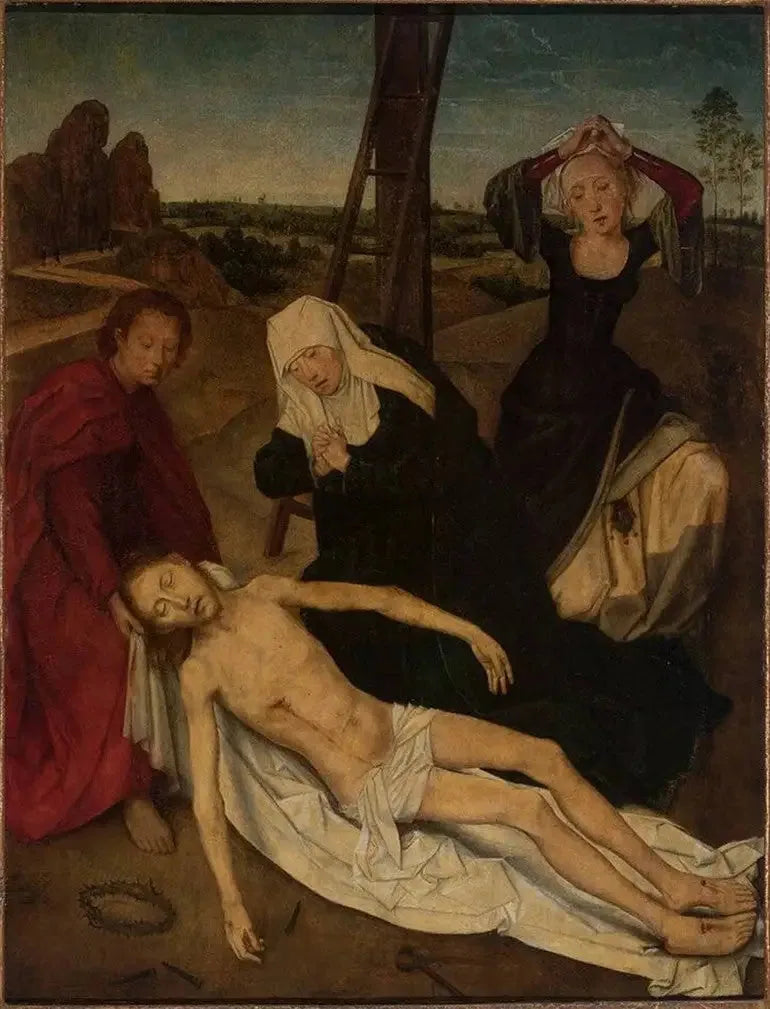 Triptyk, centrum: Kristus Trøstet af Den Hellige Jomfru, Sankt Johannes og Sankt Maria Magdalene - Hans Memling