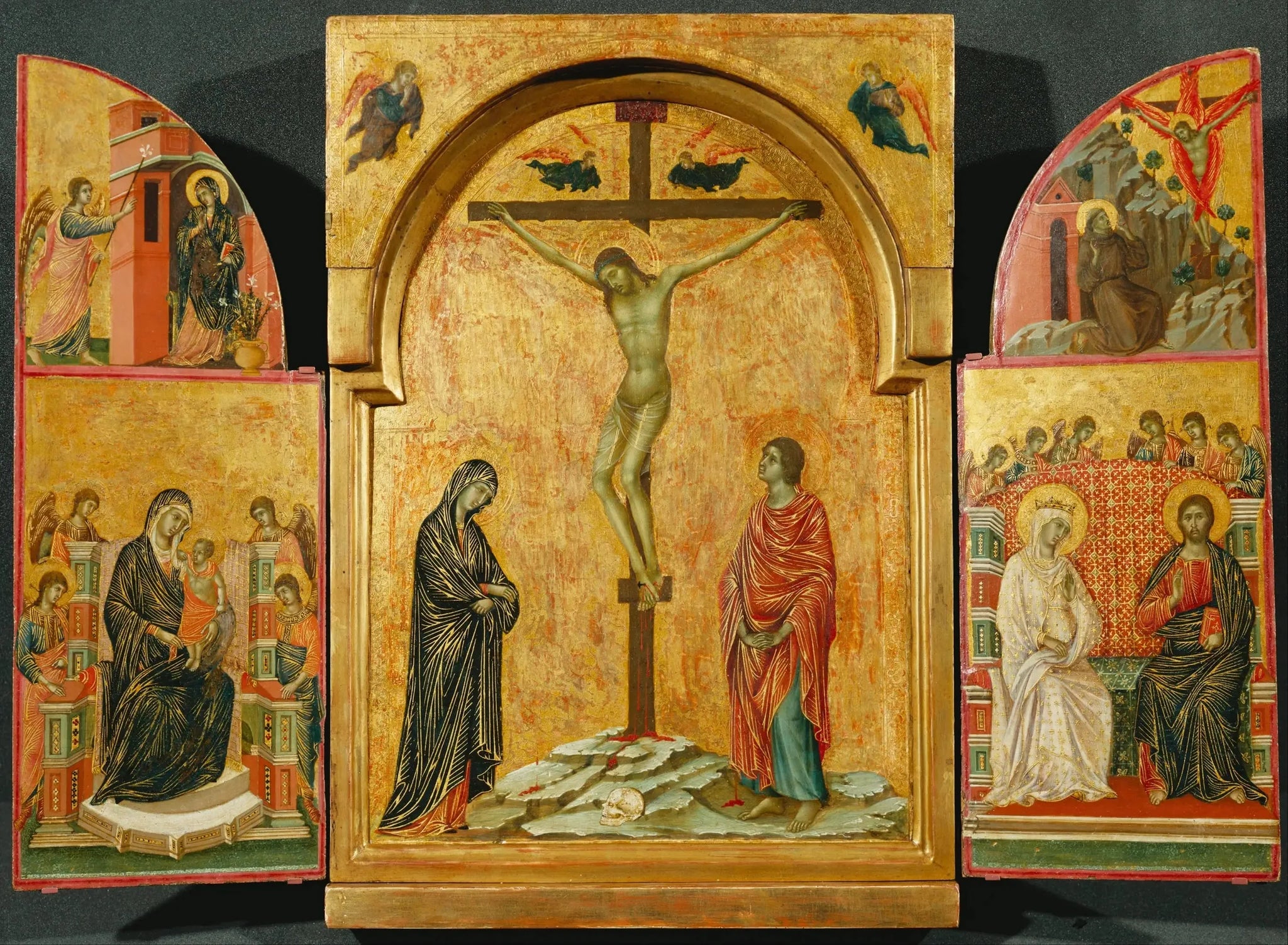 Triptyque : Crucifixion et autres scènes - Duccio di Buoninsegna image 1 reproduction artisanale de tableau