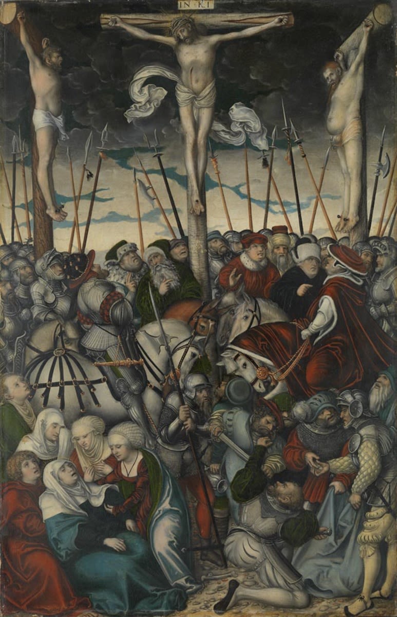 Triptyk af Korsfæstelsen: Korsfæstelsen af Jesus - Lucas Cranach den Ældre