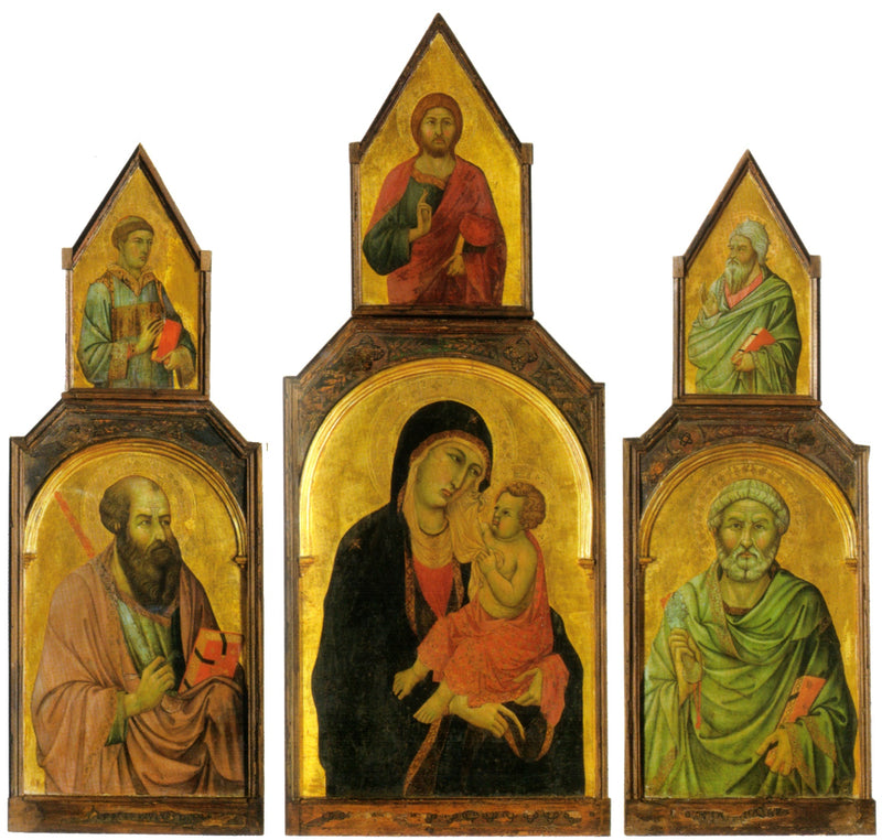 Triptykon af Jomfru Maria med Barnet og de hellige Peter og Paul - Ugolino di Nerio