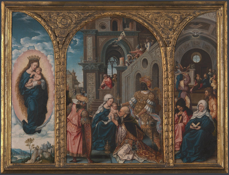 Triptyk. De Wijzen Aanbidding, de Afdaling van - Jan Gossaert