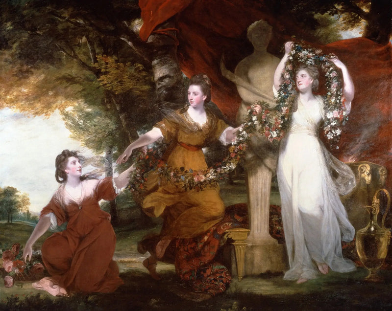 Tre damer, der pynter en hymen-figur - Joshua Reynolds