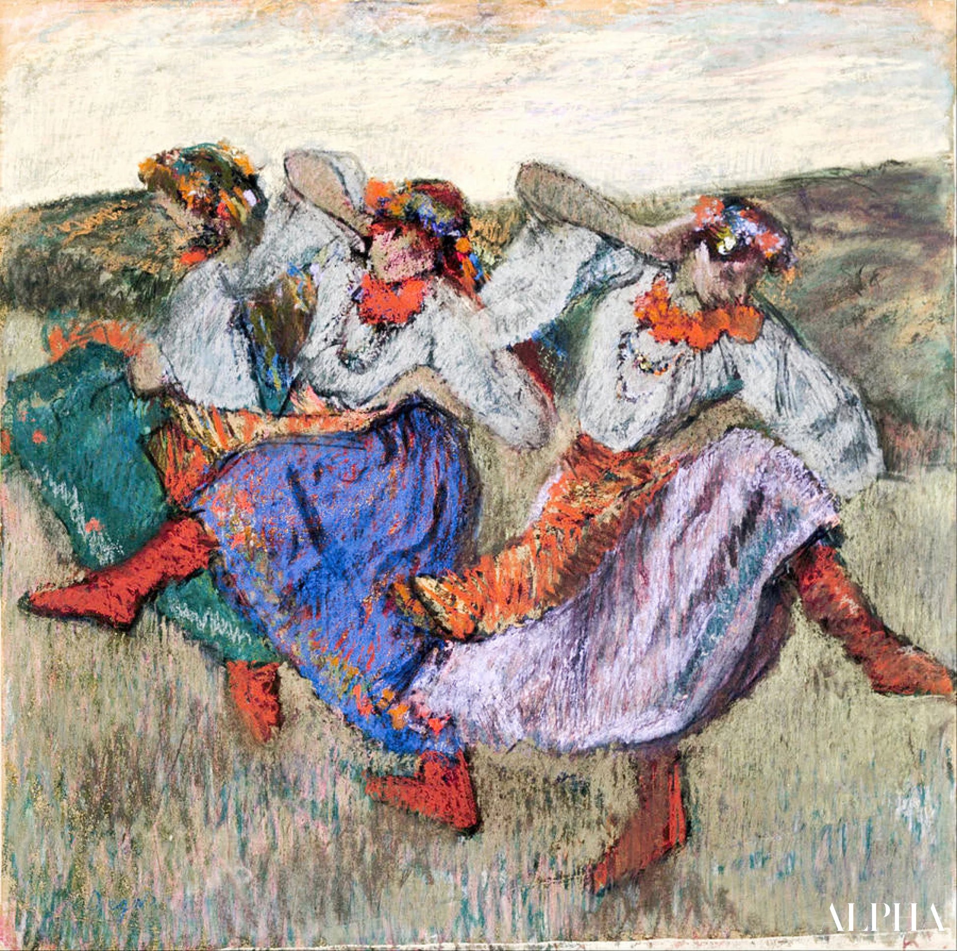Tre russiske dansere - Edgar Degas - Reproduktioner af malerier og højkvalitets malerier
