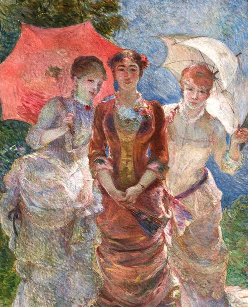 Tre kvinder med parasoller - Marie Bracquemond
