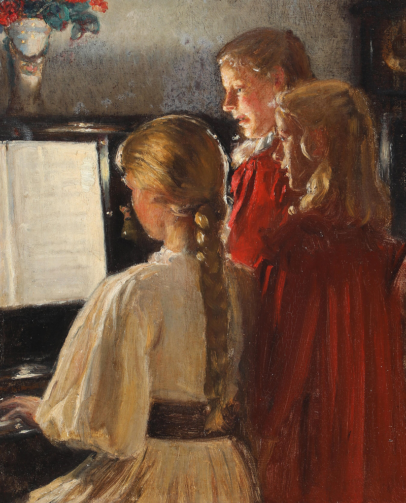 Tre piger ved klaveret. - Michael Peter Ancher