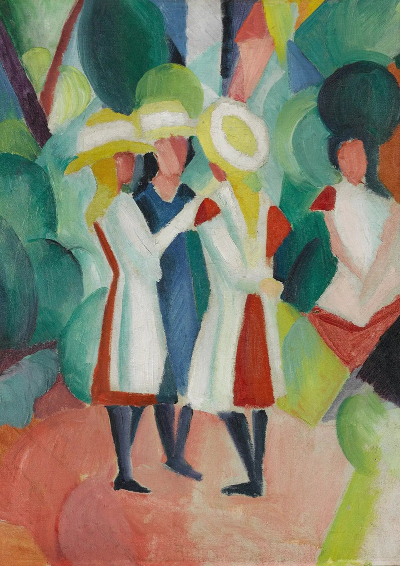Tre piger med gule stråhatte - August Macke