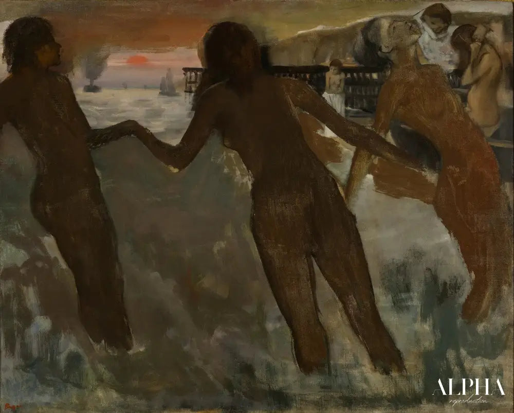 Trois filles se baignant - Edgar Degas - Reproductions de tableaux et peintures haut de gamme