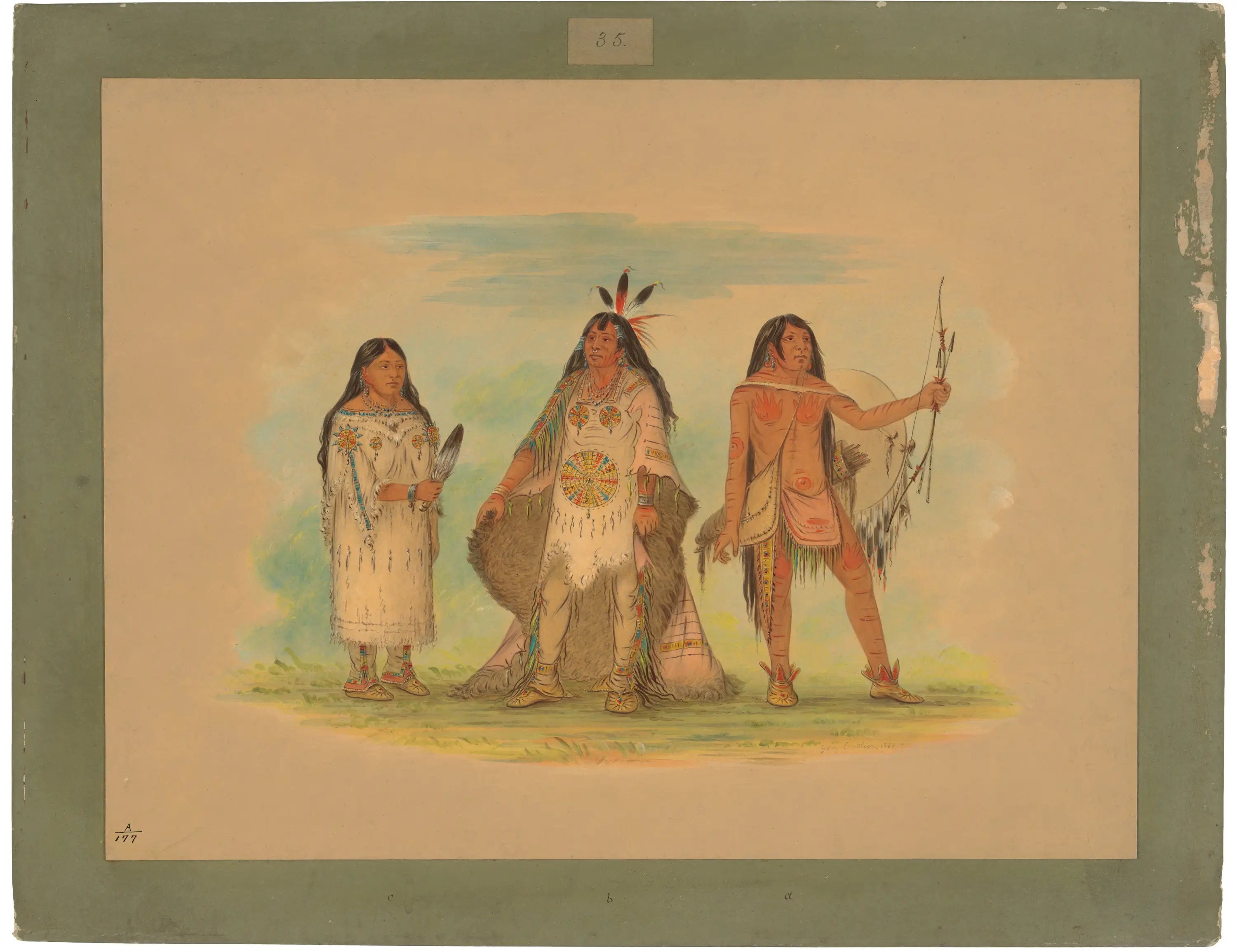 Trois Indiens Minatarree - George Catlin - Alpha Reproduction