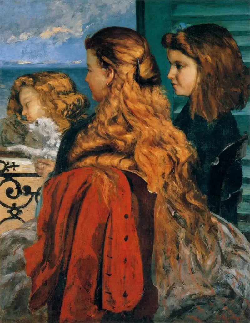 Tre unge engelske kvinder ved et vindue - Gustave Courbet