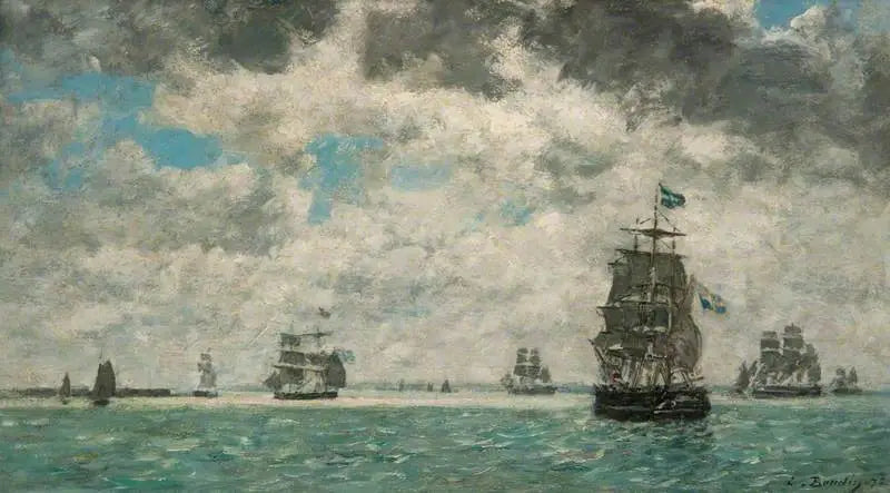 Tre-master foran Antwerpen - Eugène Boudin