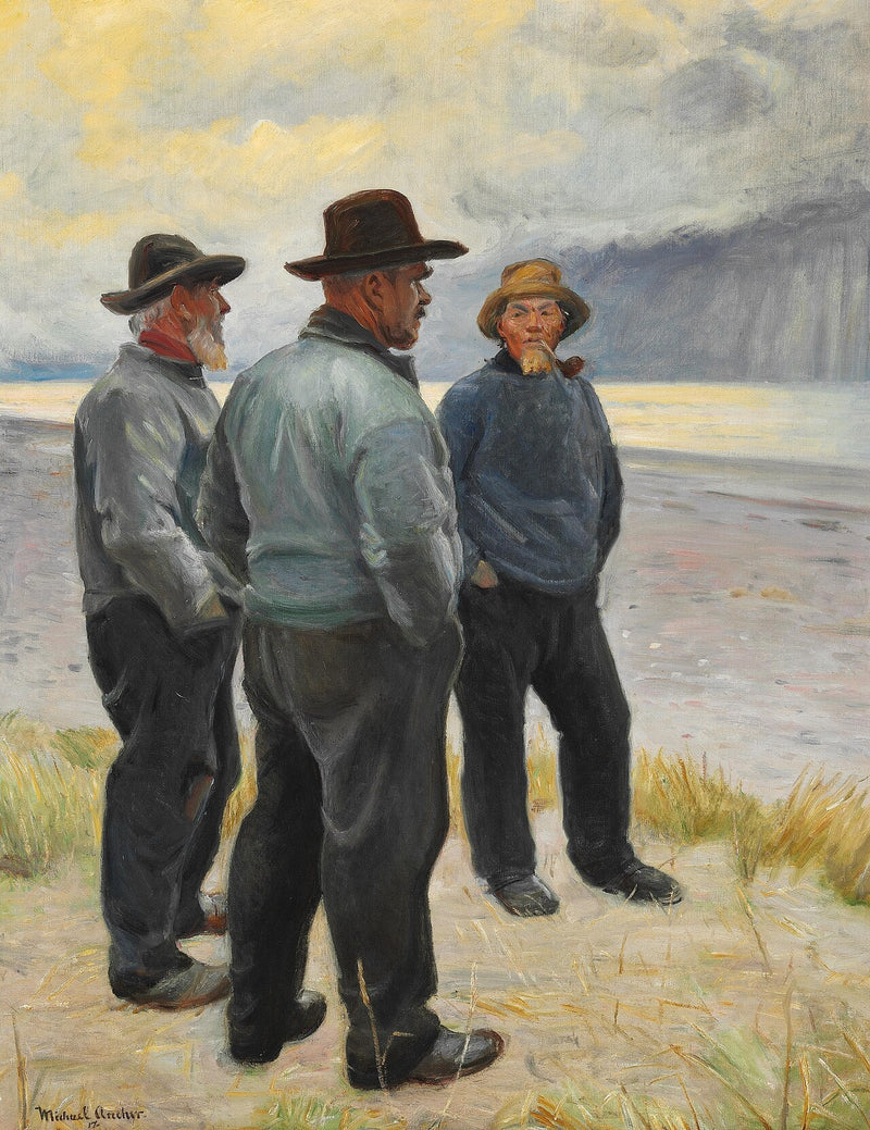 Tre fiskere på Skagens strand. - Michael Peter Ancher