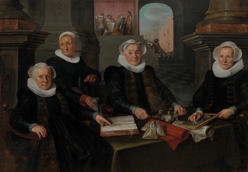 Trois régents et la mère de la léproserie d'Amsterdam - Werner van den Valckert