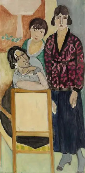 Tre Søstre og "Det Lyserøde Marmorbord" (De Tre Søstre ved "Det Lyserøde Marmorbord") - Henri Matisse