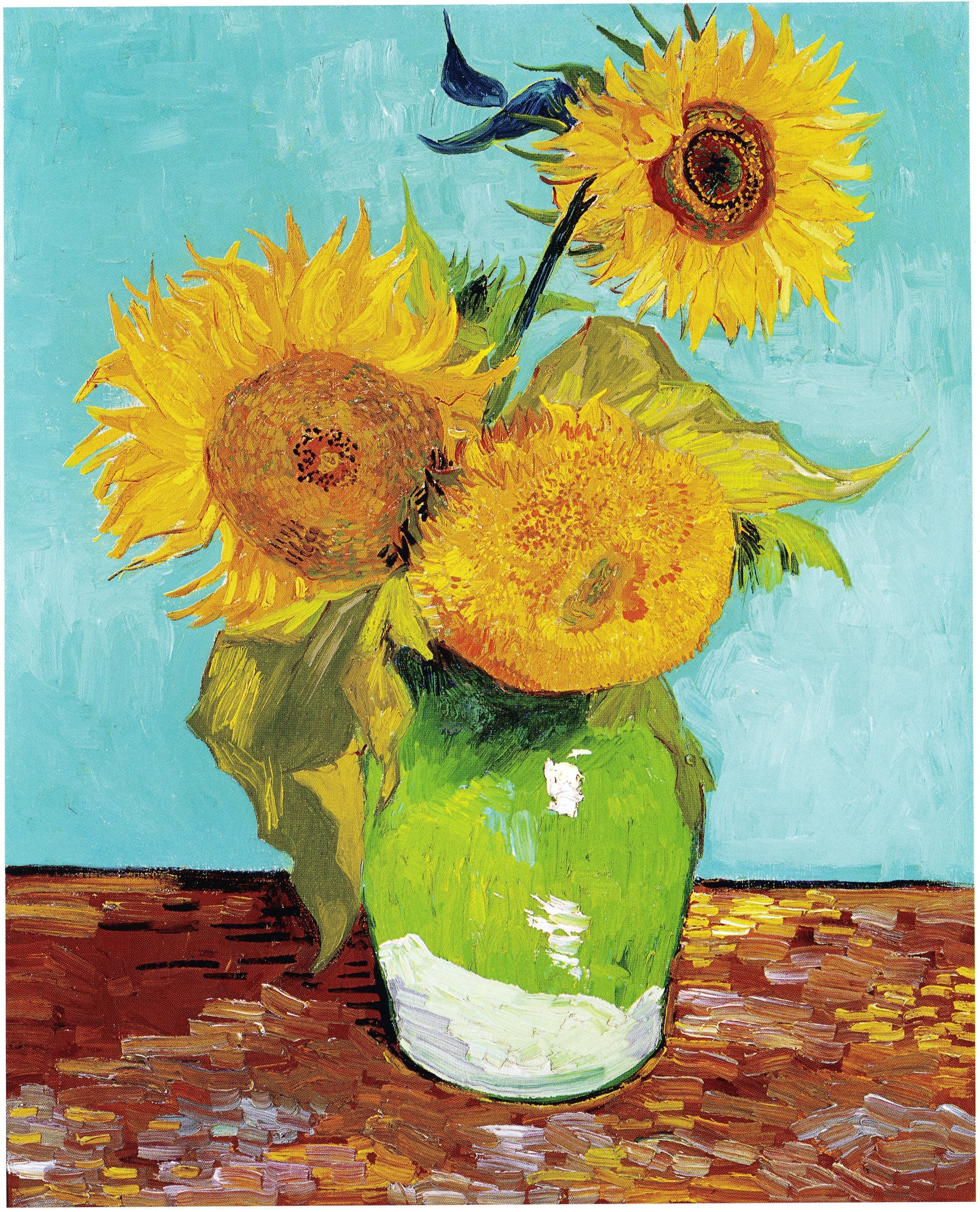 Trois Tournesols dans un vase F453 de Vincent van Gogh