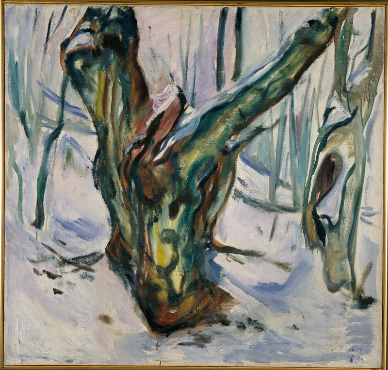 Rugetræstammer i sne - Edvard Munch