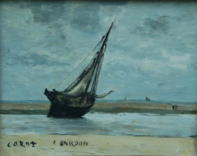 Trouville. Bateau échoué, siger Bateau de pêche à marée basse - Jean-Baptiste Camille Corot