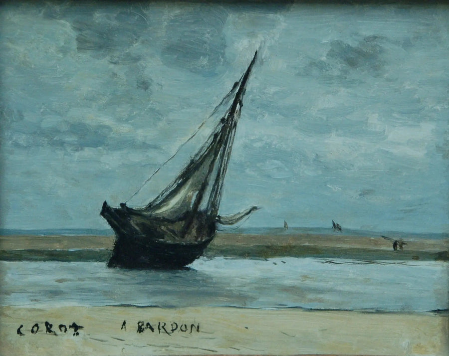 Trouville. Bateau échoué, siger Bateau de pêche à marée basse - Jean-Baptiste Camille Corot