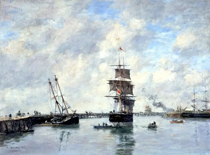 Trouville, molerne, høj sø - Eugène Boudin
