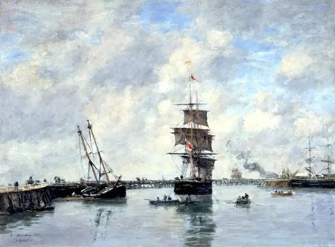 Trouville, molerne, høj sø - Eugène Boudin