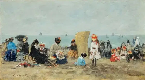 Trouville, strandscene - Eugène Boudin